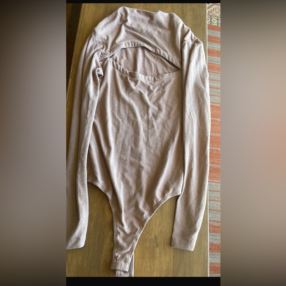 Astr Taupe Long Sleeve Bodysuit